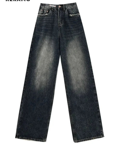 Womens Loose Wide leg Denim Jeans/Japanese Streetwear Baggy Fashion - The GoatFind