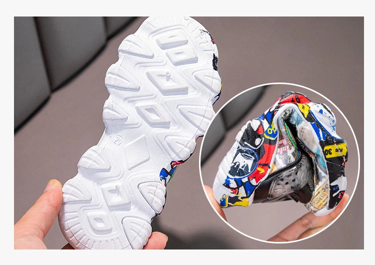 DCUK Boys & Girls High-Top Grafitti Kids Sneakers | Basketball Shoe