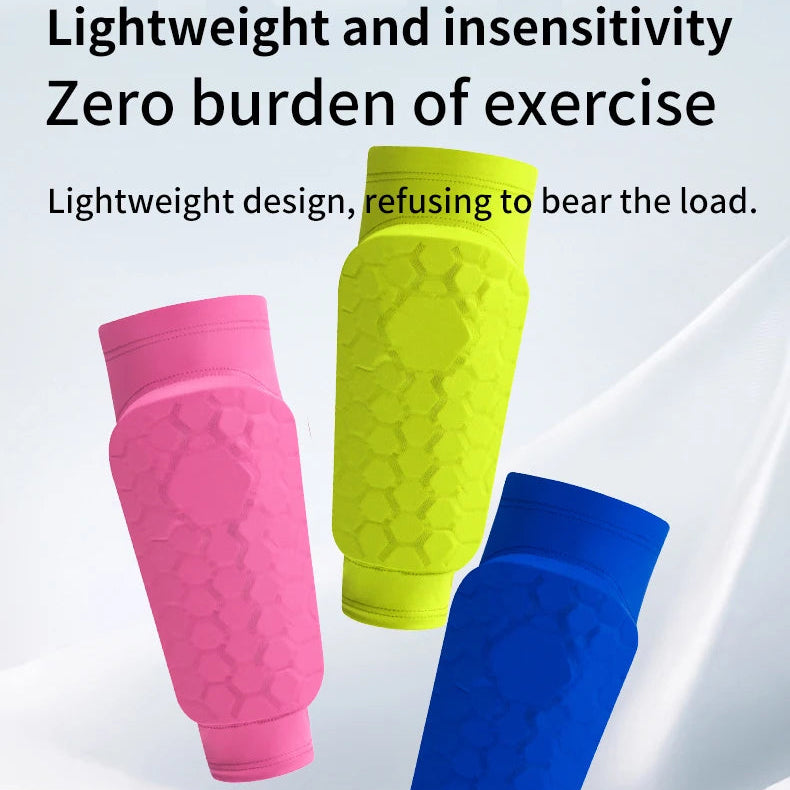 Kids Soccer Shin Guard Sleeves | Non-Slip Honeycomb Calf Protectors