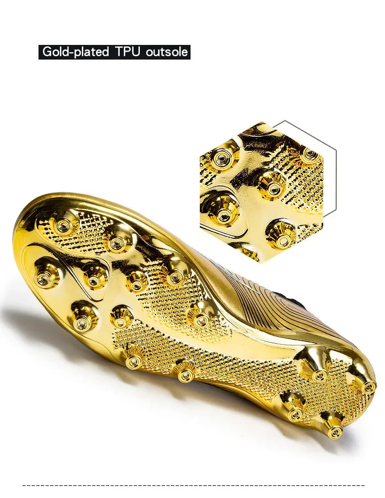 Golden Boots Chirstiano Ronaldo Style Soccer Cleats Kids Youth Indoor/FG