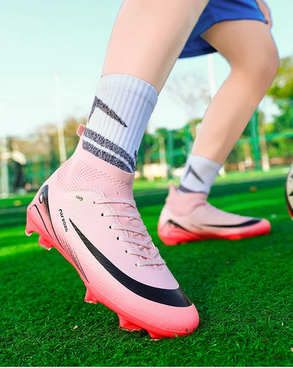 New Ronaldo Style CR Soccer Cleats/High Top TF/FG Shoes Adult/Youth - The GoatFind