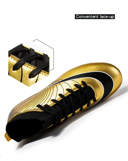 Golden Boots Chirstiano Ronaldo Style Soccer Cleats Kids Youth Indoor/FG - The GoatFind
