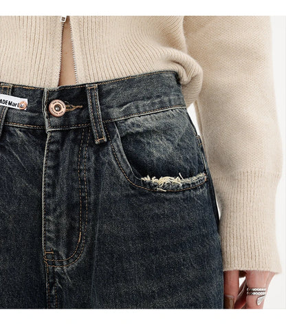 Womens Loose Wide leg Denim Jeans/Japanese Streetwear Baggy Fashion - The GoatFind