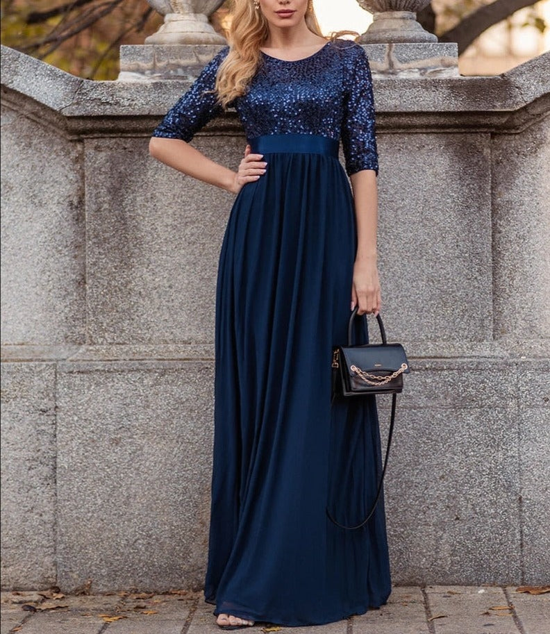 Luxury Evening Floor Length Gown Dress with Sequins - The GoatFind