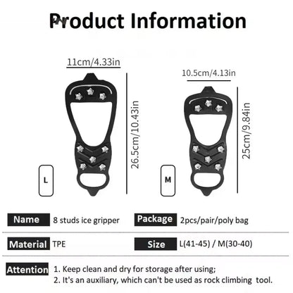 8 Teeth Ice Gripper Spike for Shoes/Anti-Slip/Hiking/Climbing Snow - The GoatFind