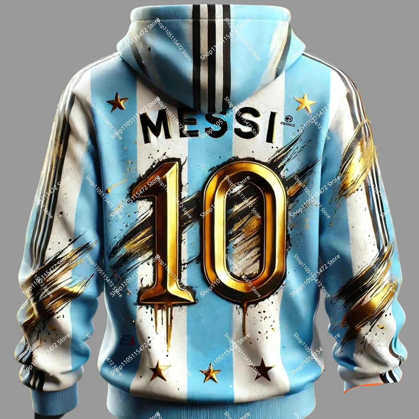 Hoodie with 'Messi 10' design on a dark background