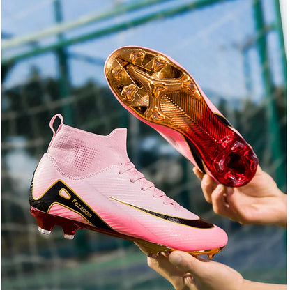 New Youth Soccer Cleats/Gold Mirror Bottom/CR7 Ronaldo Shoes TF/FG - The GoatFind