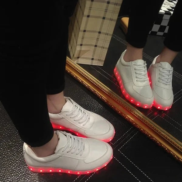 Luminous Light Up Glow LED Sneakers/Glowing Tron Unisex Rechargeable Couple's Shoes - The GoatFind Star Black White / 3.5, Star Black White / 4, Star Black White / 4.5, Star Black White / 5, Star Black White / 5.5, Star Black White / 6Y, Star Black White / 6.5, Star Black White / 7, Star Black White / 7.5, Star Black White / 8