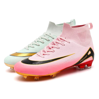 New Youth Soccer Cleats/Gold Mirror Bottom/CR7 Ronaldo Shoes TF/FG - The GoatFind