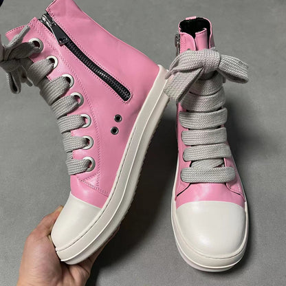 Vintage Owens Thick Shoelace High Top Leather Chunky Sneaker Shoes - The GoatFind