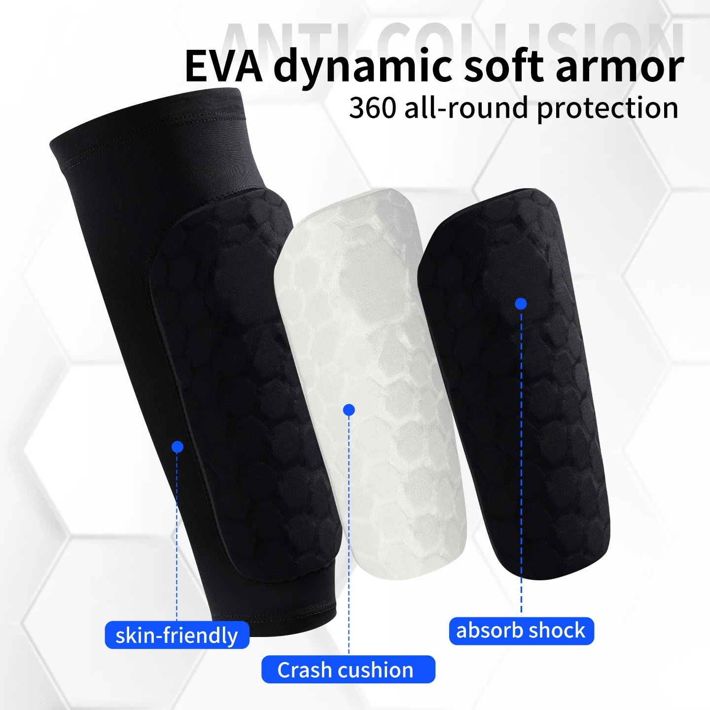 Kids Soccer Shin Guard Sleeves | Non-Slip Honeycomb Calf Protectors