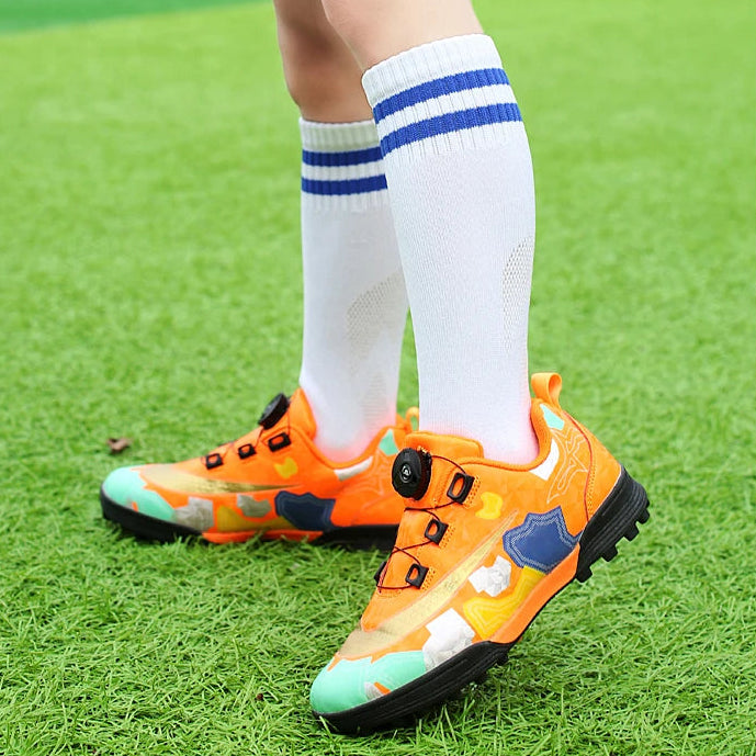 Indoor Kid's Soccer Shoes with auto lace/Training Shoes Non Slip Messi