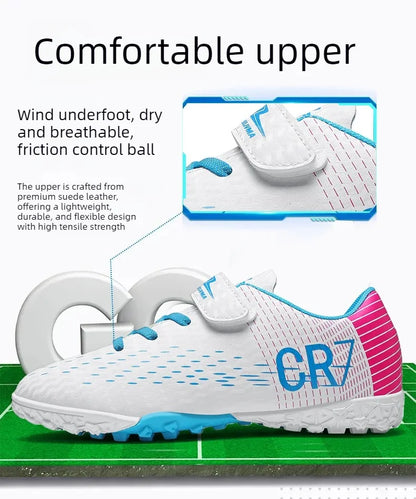 New CR7 Style Children Soccer Shoes | Cleats Ronaldo Style FG TURF Kids