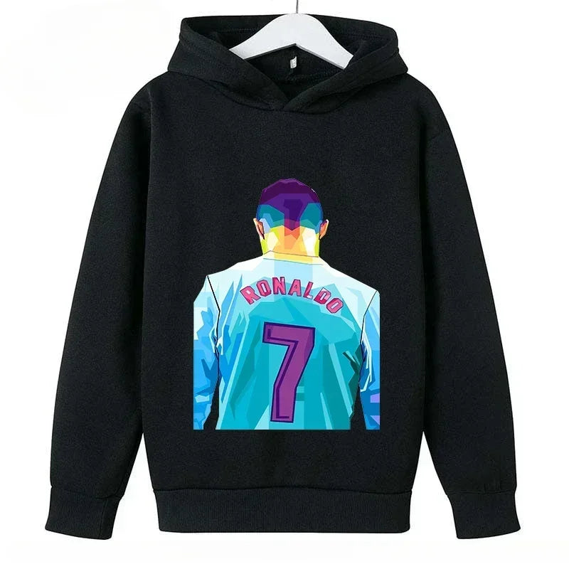 Kid's Ronaldo Hoodie Sweatshirts CR 7 Printed SIU Assorted Black Boys/Girls