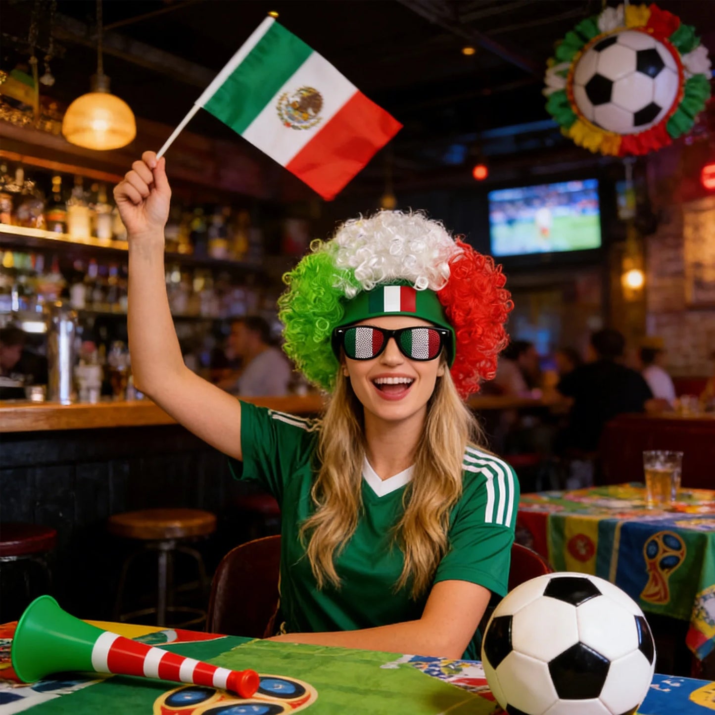 World Soccer/Football Fans Wig Cap Headdress for Kids Adults Cup 2026