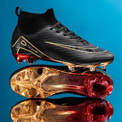 New Youth Soccer Cleats/Gold Mirror Bottom/CR7 Ronaldo Shoes TF/FG - The GoatFind