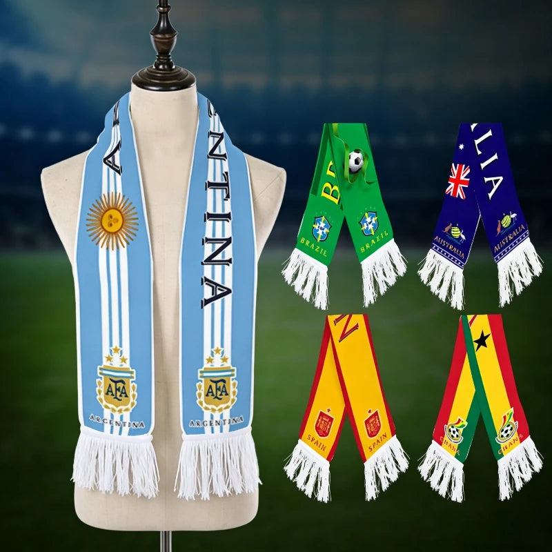 2026 Soccer World Printed Fan Scarf Flannel Tassel Football Cheering Cup