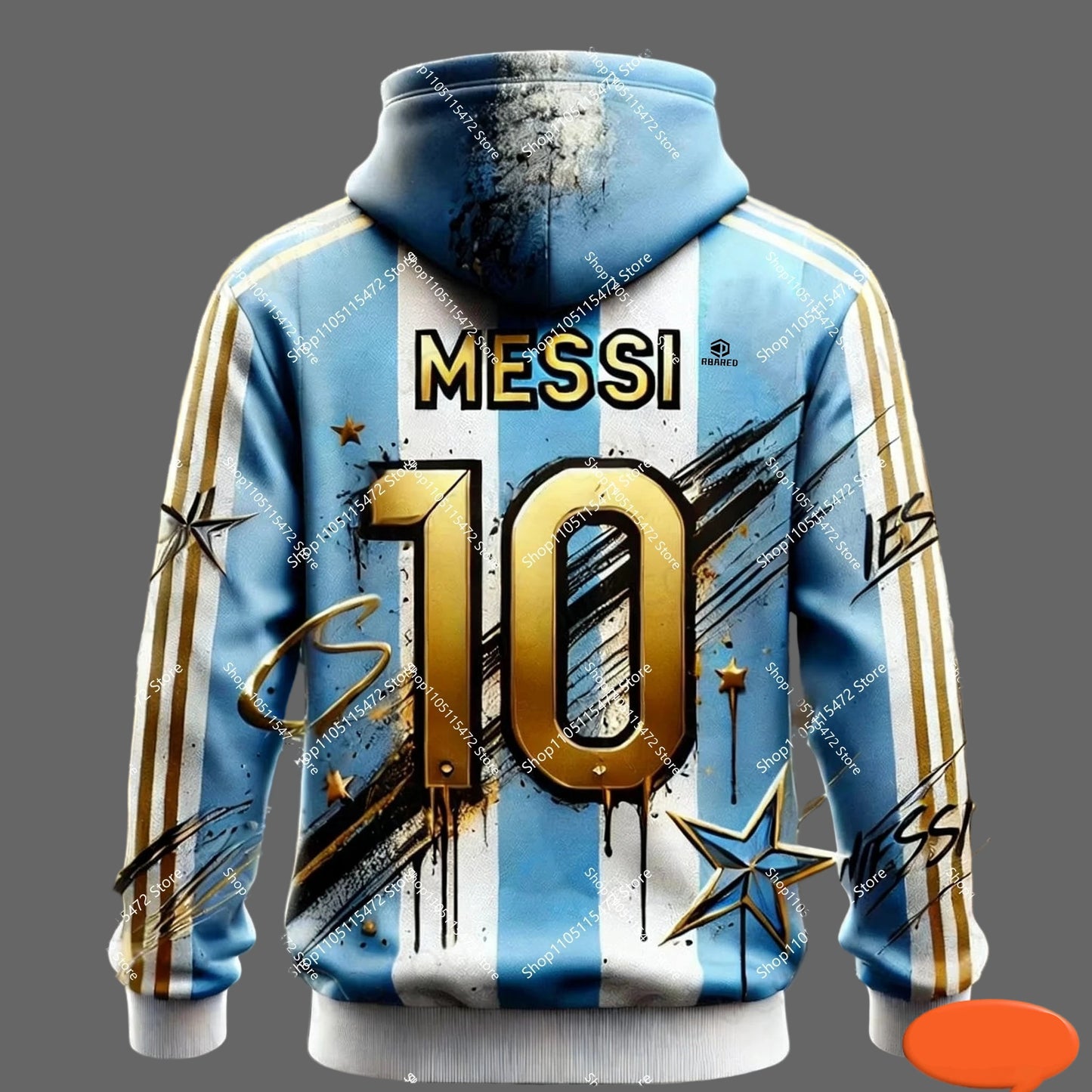 Hoodie with 'Messi 10' design on a dark background