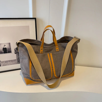 Multi Pockets Canvas Large Tote Bags/Shopper Shoulder Bag For Women - The GoatFind