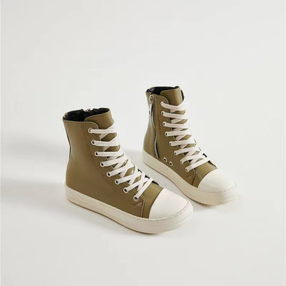 Vintage Owens Thick Shoelace High Top Leather Chunky Sneaker Shoes - The GoatFind