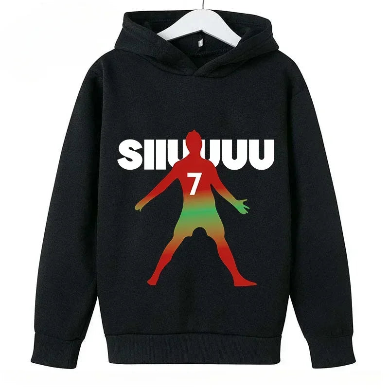 Kid's Ronaldo Hoodie Sweatshirts CR 7 Printed SIU Assorted Black Boys/Girls