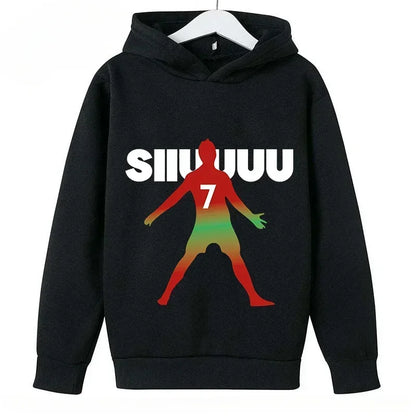 Kid's Ronaldo Hoodie Sweatshirts CR 7 Printed SIU Assorted Black Boys/Girls