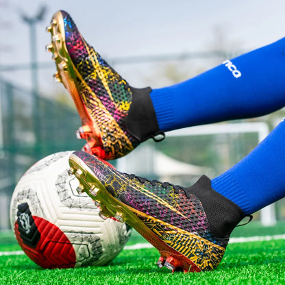 CR High Top Golden Soccer Cleats/Gold Plated Soles - The GoatFind