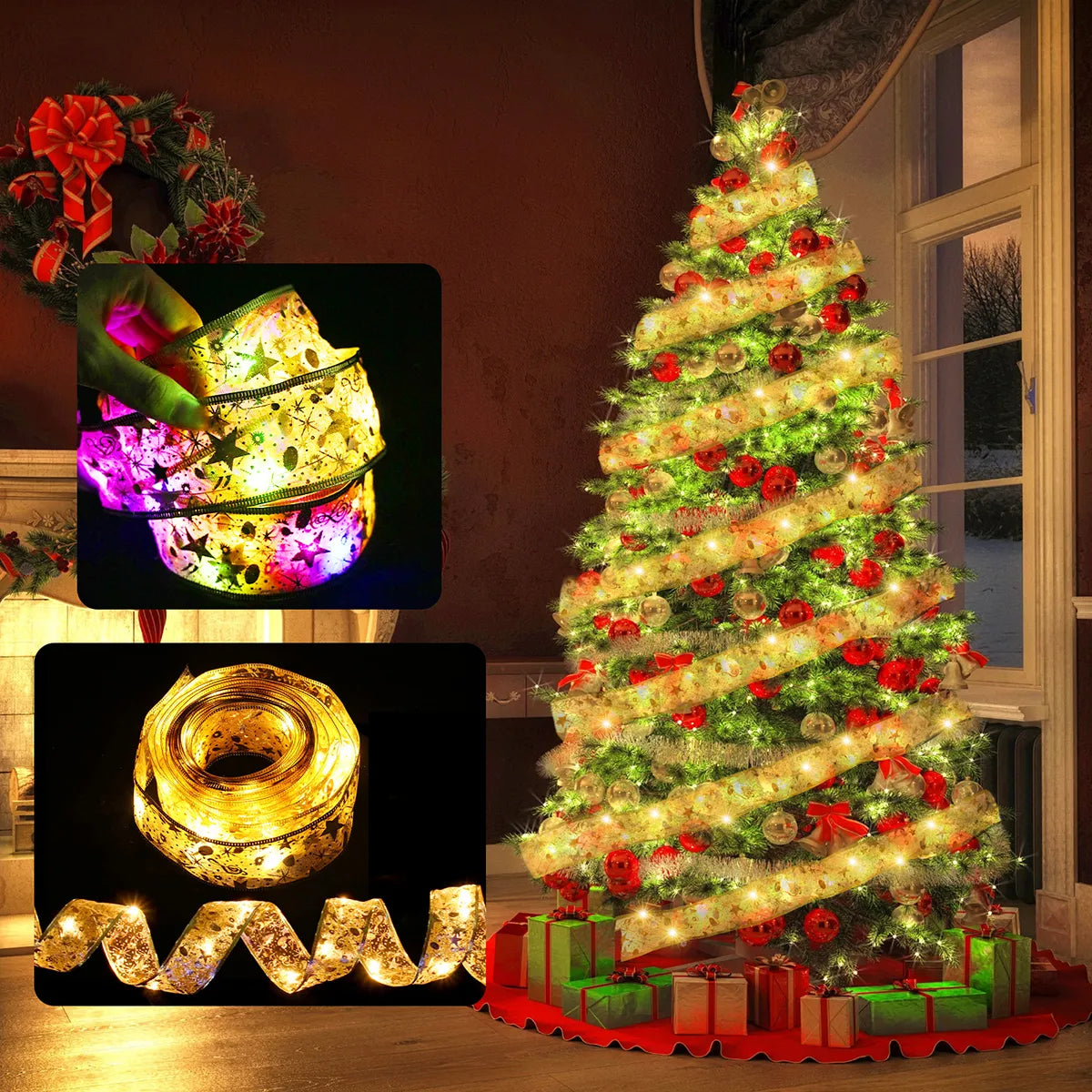 LED Ribbon Fairy Light Christmas Tree Decoration Ornaments - The GoatFind Gold battery model / 1M, Gold battery model / 2M, Gold battery model / 5M, Gold battery model / 10M, Gold battery model 1 / 1M, Gold battery model 1 / 2M, Gold battery model 1 / 5M, Gold battery model 1 / 10M, Gold battery model 2 / 1M, Gold battery model 2 / 2M
