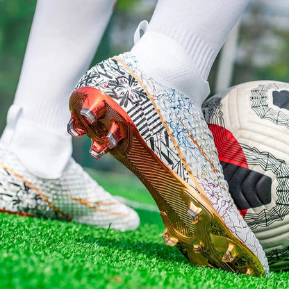 CR High Top Golden Soccer Cleats/Gold Plated Soles - The GoatFind
