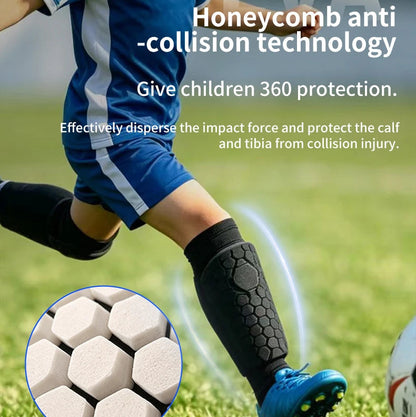 Kids Soccer Shin Guard Sleeves | Non-Slip Honeycomb Calf Protectors