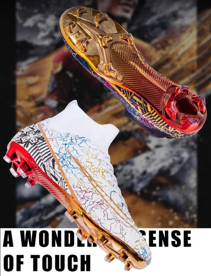 CR High Top Golden Soccer Cleats/Gold Plated Soles - The GoatFind