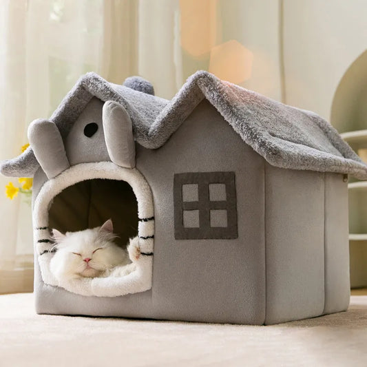 Warm Foldable Cat House Bed/Small Dogs House - The GoatFind Brown Bear / S 39x32x34cm, Brown Bear / M 44x36x39cm, Brown Bear / L 49x39x46cm, Grey Totoro / S 39x32x34cm, Grey Totoro / M 44x36x39cm, Grey Totoro / L 49x39x46cm