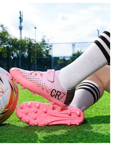 New CR7 Style Children Soccer Shoes | Cleats Ronaldo Style FG TURF Kids