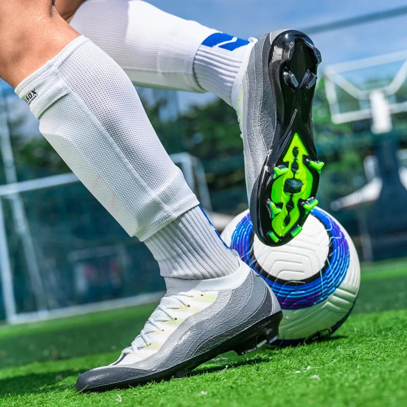 Premium Mbappé/Ronaldo Style Delite Soccer Cleats Low Shoes Youth Kids Adult, White FG / 5
