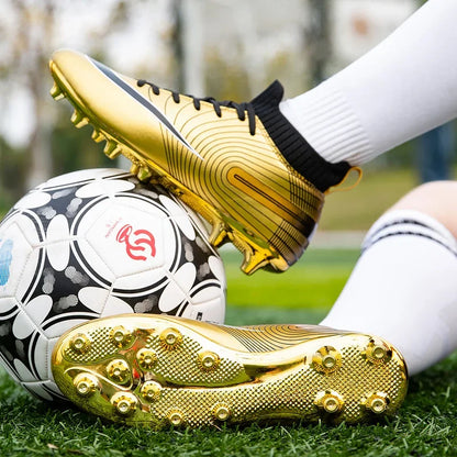 Golden Boots Chirstiano Ronaldo Style Soccer Cleats Kids Youth Indoor/FG - The GoatFind