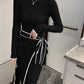 Bodycon Long Sleeve Knit Wrap Sweater Dress/Roun d neck Midi Dress - The GoatFind Beige Gray / S, Beige Gray / M, Beige Gray / L, Black / S, Black / M, Black / L