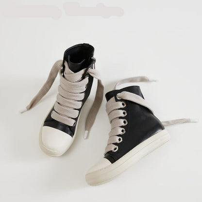 Vintage Owens Thick Shoelace High Top Leather Chunky Sneaker Shoes - The GoatFind