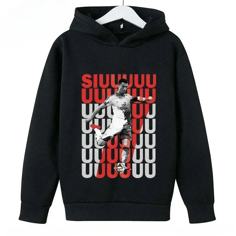 Kid's Ronaldo Hoodie Sweatshirts CR 7 Printed SIU Assorted Black Boys/Girls