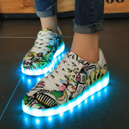 Luminous Light Up LED Sneakers/Glowing Tron Unisex Rechargeable Couple's Shoes - The GoatFind