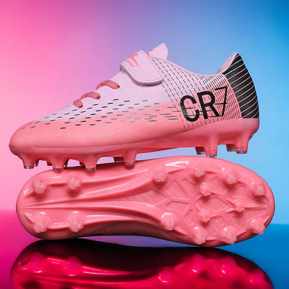 New CR7 Style Children Soccer Shoes | Cleats Ronaldo Style FG TURF Kids