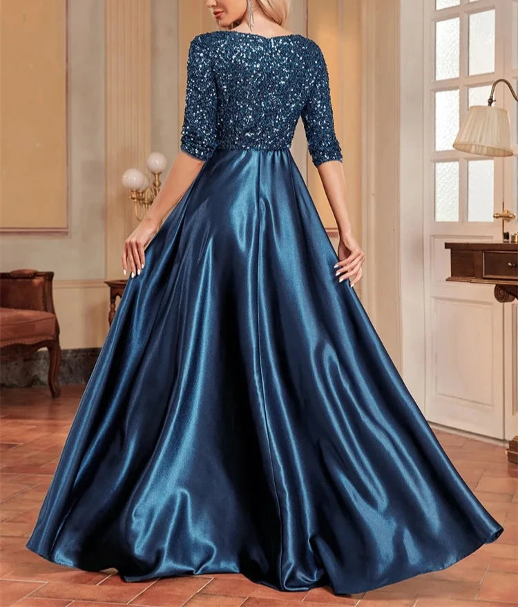 CC Elegant Satin Short sleeve Sequins Evening Dress/Floor Length Formal Cocktail Gown The GoatFind CC Elegant Satin Short sleeve Sequins Evening Dress/Floor Length Formal Cocktail Gown The GoatFind