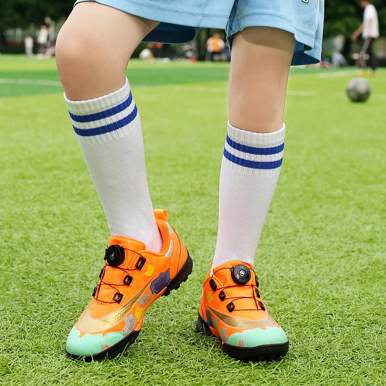 Indoor Kid's Soccer Shoes with auto lace/Training Shoes Non Slip Messi