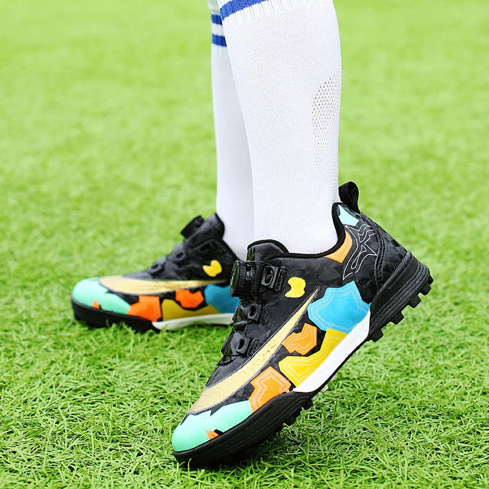 Indoor Kid's Soccer Shoes with auto lace/Training Shoes Non Slip Messi