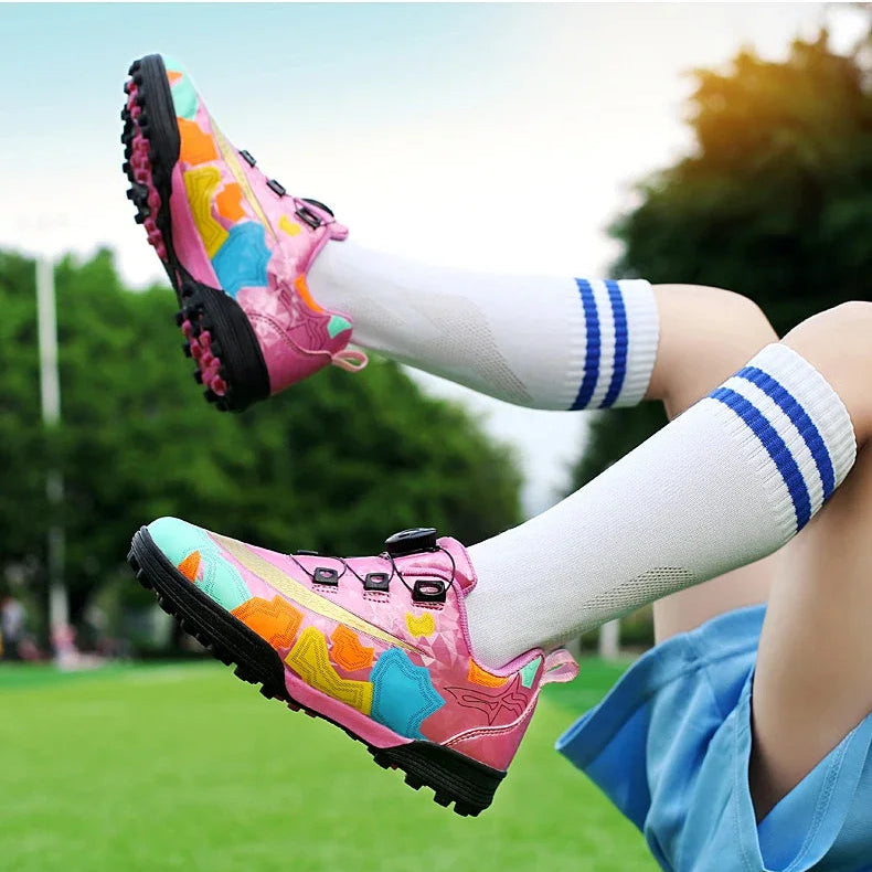 Indoor Kid's Soccer Shoes with auto lace/Training Shoes Non Slip Messi