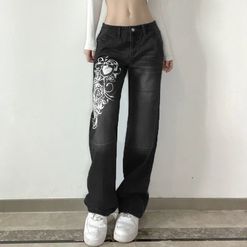 Low Waisted Cargo Denim Pants/Harajuku Grunge Women Korean Style - The GoatFind Brown / S, Brown / M, Brown / L, Dark / S, Dark / M, Dark / L, Blue / S, Blue / M, Blue / L