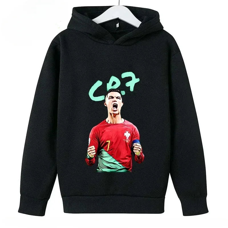 Kid's Ronaldo Hoodie Sweatshirts CR 7 Printed SIU Assorted Black Boys/Girls