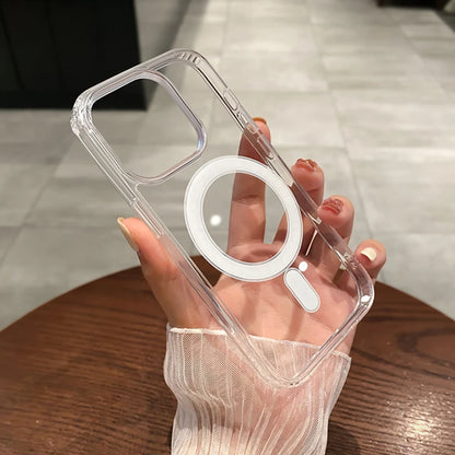 iPhone Cases/Magesafe Magnetic Transparent Wireless Charge Case For iPhone 11/12/13/14/15/16 Pro Max Plus Mini X 7 8 - The GoatFind