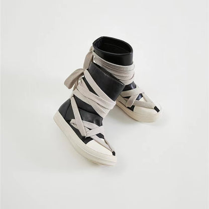 Vintage Owens Thick Shoelace High Top Leather Chunky Sneaker Shoes - The GoatFind