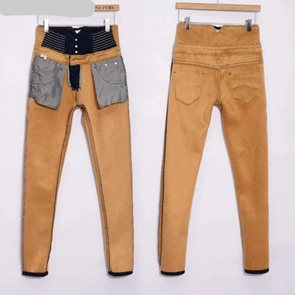 High Waist Skinny Winter Jeans with thick warm fleece for Women - The GoatFind