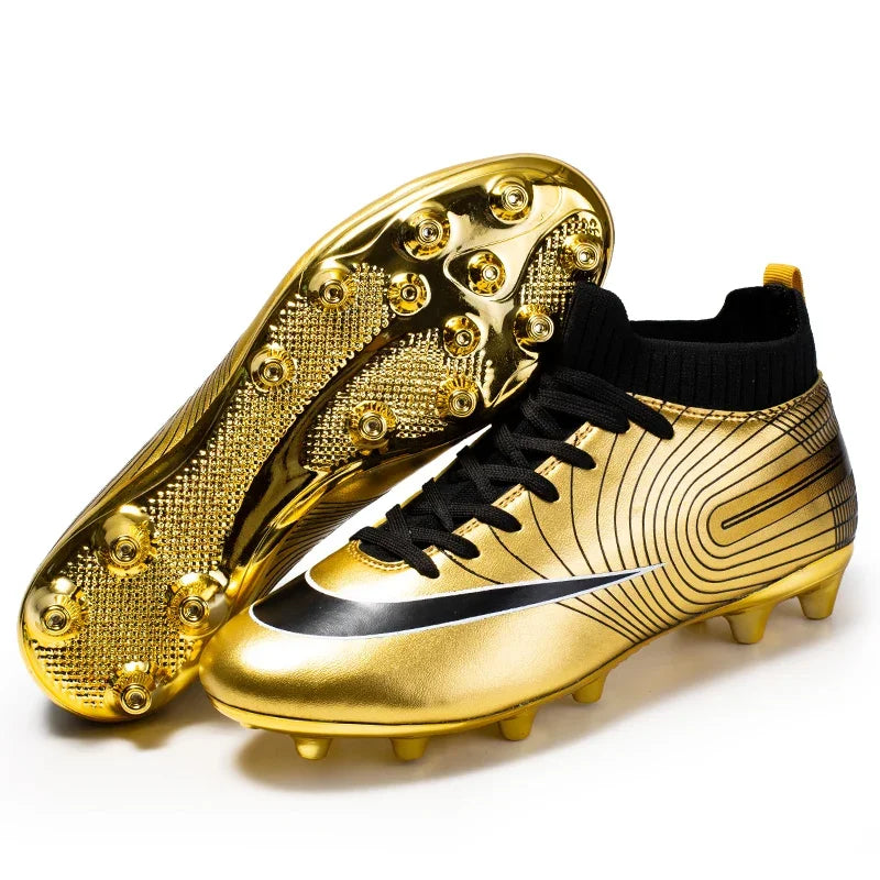 Golden Boots Chirstiano Ronaldo Style Soccer Cleats Kids Youth Indoor/FG